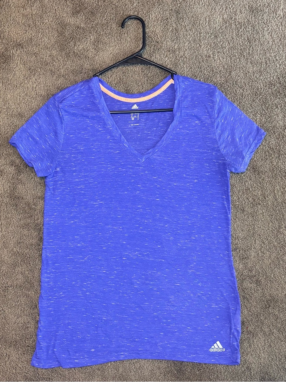 Adidas Women’s V-Neck Athletic Tee Space Dye Purple Size Medium